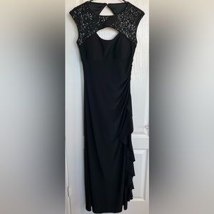 Alex Evenings Women's Formal Dress Size 6 Black Sequined Cutout Evening Gown